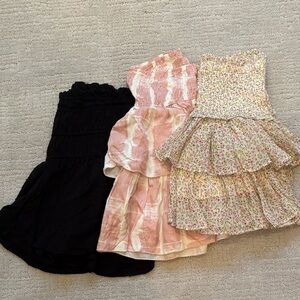 Set of Three Tiered Skirts - Black, Pink, Floral small and mediums